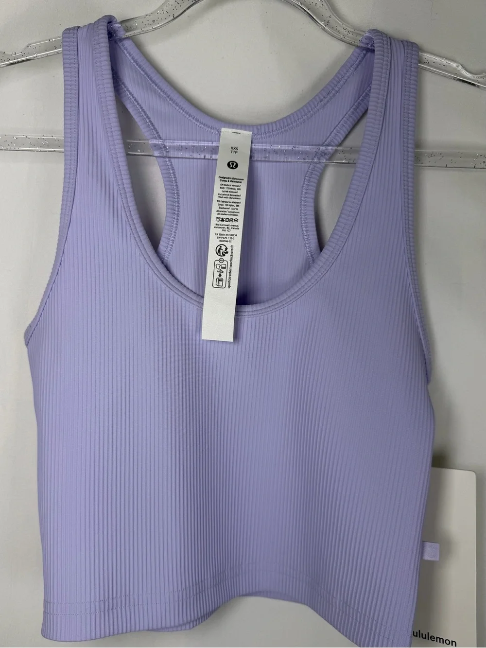 Lululemon Power Pivot Training Tank XXS Lavender Ribbed Crop NWT